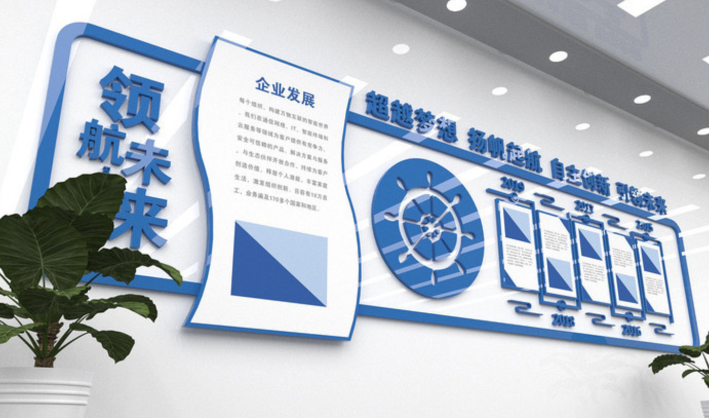 藍(lán)色企業(yè)發(fā)展歷程文化墻